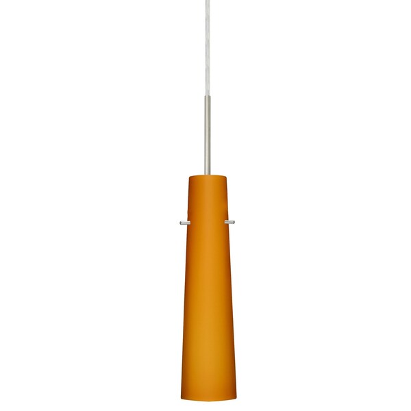 Besa Lighting Camino Cord Pendant, Amber Matte, Satin Nickel Finish, 1x50W Candelabra 1BT-567480-SN - main